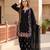 Black Color Embroidery Work Silk Blend Salwar Suit