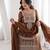 brown embroidery jari work silk blend kurti sharara with dupatta