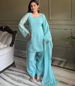 sky farshi salwar set with silk kurta & dupatta