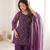 modern wine silk blend sequence work kurta bell bottom suit set