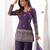 purple silk blend embroidered kurta set with bell bottom pant & dupatta