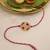  pink geometric beaded designer thread rakhi with roli chawal capsules