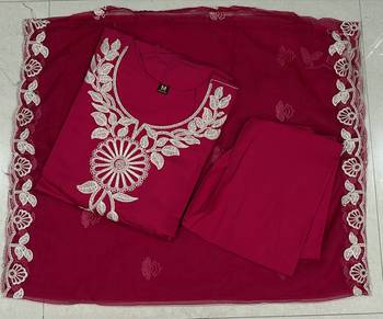 Women Embroidered Roman silk blend Kurta  Trouser & Dupatta Set 2