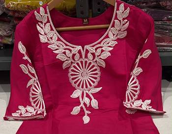 Women Embroidered Roman silk blend Kurta  Trouser & Dupatta Set 4
