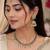 gold color champagne antique-plated agate stone necklace set with earrings & maang tikka