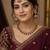 Maroon antique-plated agate stone necklace set with earrings & maang tikka