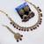 Maroon antique-plated agate stone necklace set with earrings & maang tikka