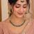 Green antique-plated agate stone necklace set with earrings & maang tikka