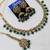 Green antique-plated agate stone necklace set with earrings & maang tikka