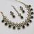 Green antique-plated agate stone necklace set with earrings & maang tikka