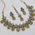 Yellow antique-plated agate stone necklace set with earrings & maang tikka