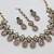 Pink antique-plated agate stone necklace set with earrings & maang tikka