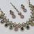 Multicolor antique-plated agate stone necklace set with earrings & maang tikka