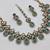 Pista antique-plated agate stone necklace set with earrings & maang tikka