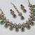 Rama green antique-plated agate stone necklace set with earrings & maang tikka