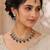 Maroon antique-plated agate stone necklace set with earrings & maang tikka