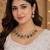 Multicolor antique-plated agate stone necklace set with earrings & maang tikka