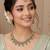 Pista antique-plated agate stone necklace set with earrings & maang tikka