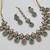 Pink pista antique-plated agate stone necklace set with earrings & maang tikka