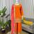 Orange chinon embroidered palazzo set with printed dupatta