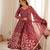 Printed muslin gown set with organza dupatta