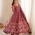 Printed muslin gown set with organza dupatta