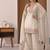 Ivory embroidered crunchy silk blend palazzo set with dupatta