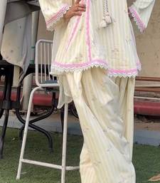 Lemon natural crepe farshi suit set with nazmin dupatta