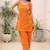 Orange mirror work kurti pant set