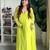 Green embroidered faux georgette gown set with dupatta