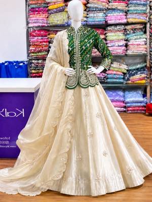 Dark Green Color Embroidery Thread & Sequence Work Simar Silk Blend Lehenga Choli Set 2
