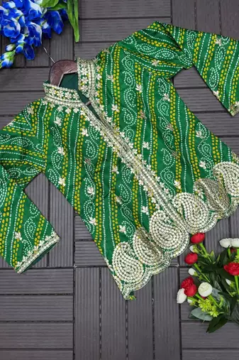 Dark Green Color Embroidery Thread & Sequence Work Simar Silk Blend Lehenga Choli Set