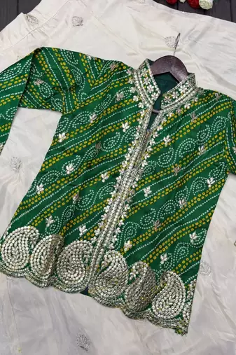 Dark Green Color Embroidery Thread & Sequence Work Simar Silk Blend Lehenga Choli Set