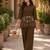 Brown cotton blend embroidered tunic and palazzo co-ord set