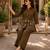 Brown cotton blend embroidered tunic and palazzo co-ord set