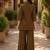 Brown cotton blend embroidered tunic and palazzo co-ord set