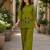 Green cotton blend embroidered tunic and palazzo co-ord set