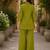 Green cotton blend embroidered tunic and palazzo co-ord set