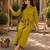 Mustard cotton blend embroidered tunic and palazzo co-ord set