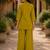 Mustard cotton blend embroidered tunic and palazzo co-ord set