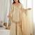 Golden-beige silk blend sharara suit with v-neck and tassels