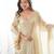 Golden-beige silk blend sharara suit with v-neck and tassels