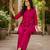 Rani pink  cotton blend embroidered tunic and palazzo co-ord set