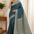 peacock blue art silk Saree With Blouse Piece.