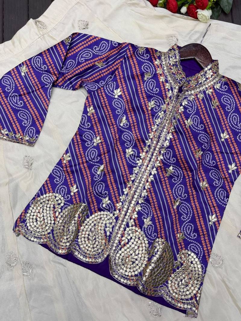 Purple Color Embroidery Thread & sequin Work Simar Silk Blend Lehenga Choli Set