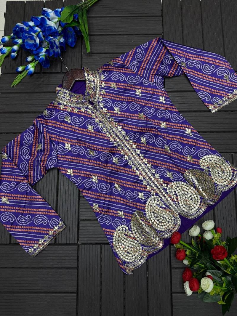 Purple Color Embroidery Thread & sequin Work Simar Silk Blend Lehenga Choli Set