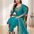 Rama green embroidered silk blend straight kurta pant set with dupatta
