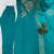 Rama green embroidered silk blend straight kurta pant set with dupatta