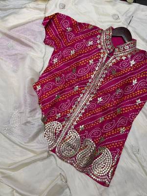 Rani Pink Color Embroidery Thread & sequin Work Simar Silk Blend Lehenga Choli Set 3