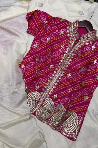 Rani Pink Color Embroidery Thread & sequin Work Simar Silk Blend Lehenga Choli Set
